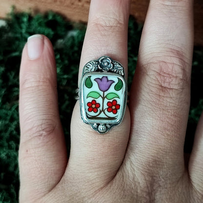 Broken Plates: Fireglow Collection Ring Size N