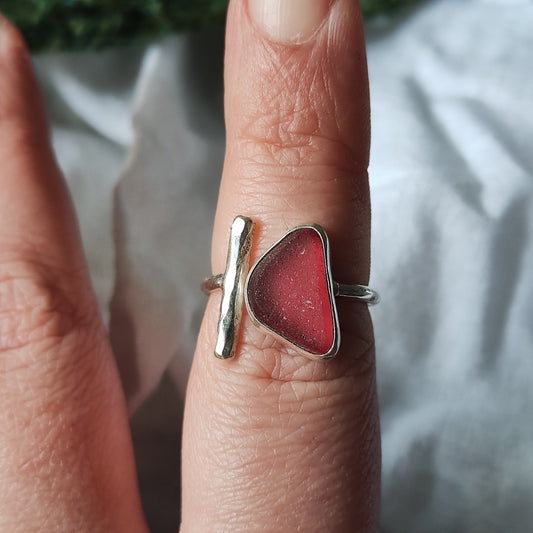 Sea Glass T-Ring Size N-P