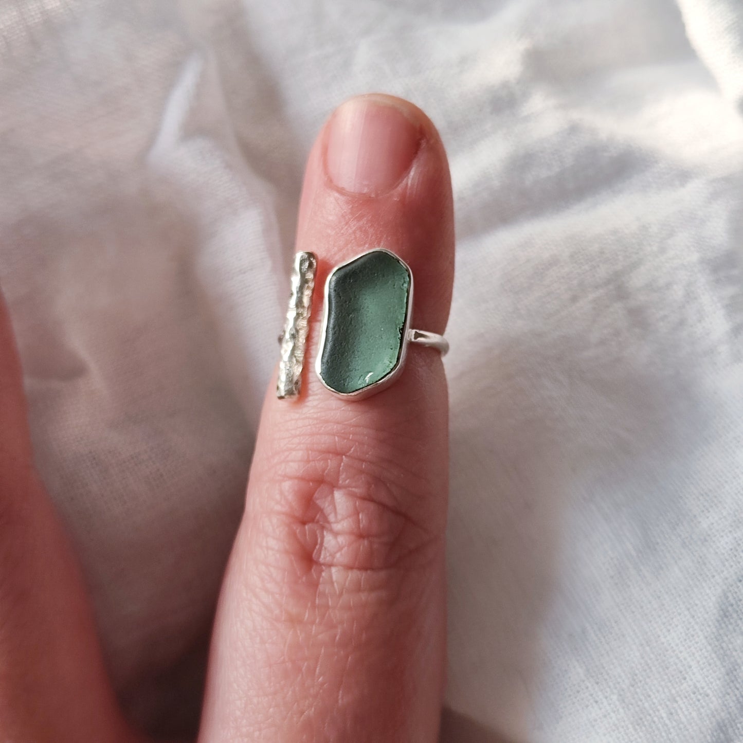 Sea Glass T-Ring Size H-J