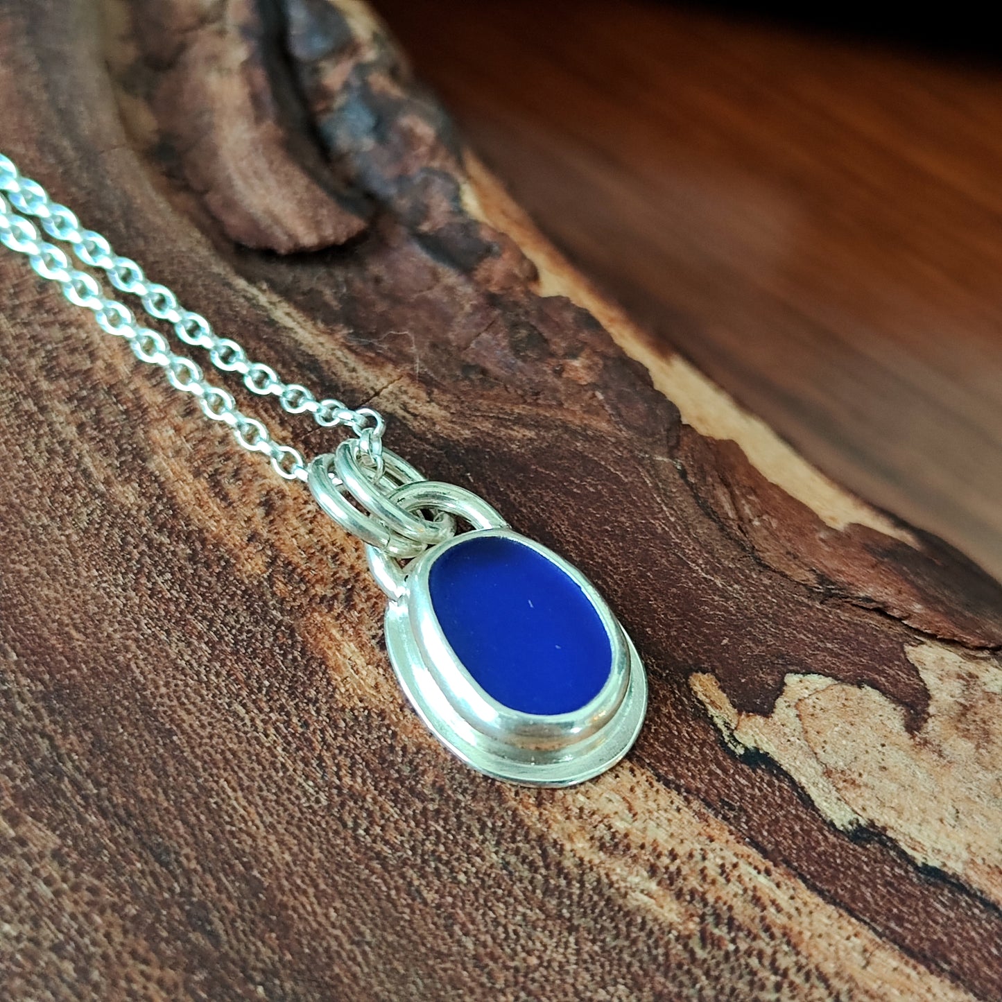 Sea Glass Necklace - Cobalt Blue