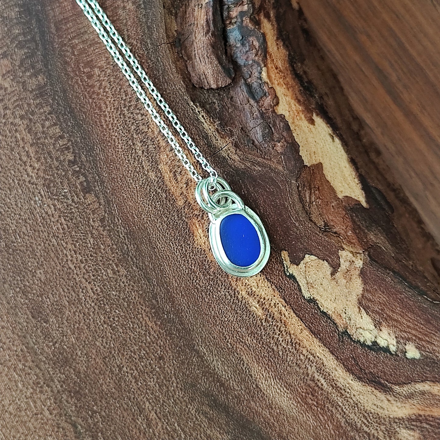 Sea Glass Necklace - Cobalt Blue