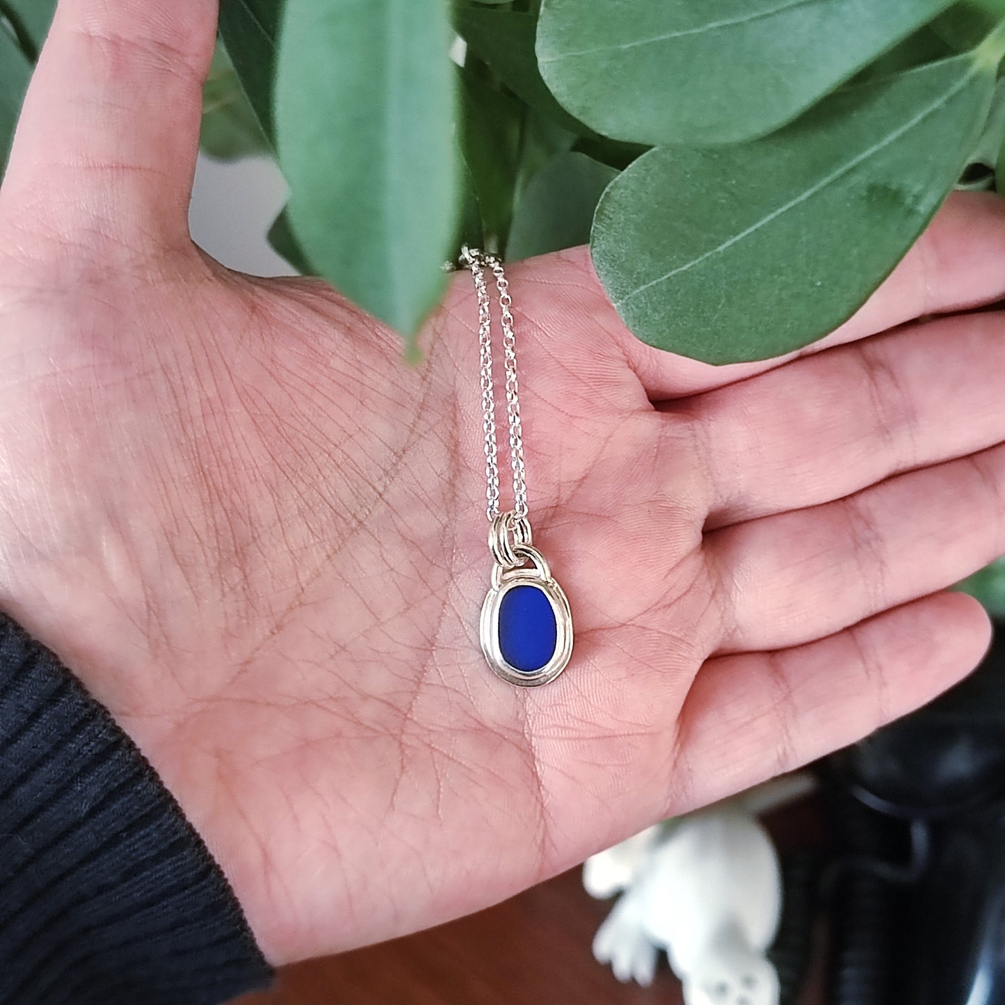 Sea Glass Necklace - Cobalt Blue