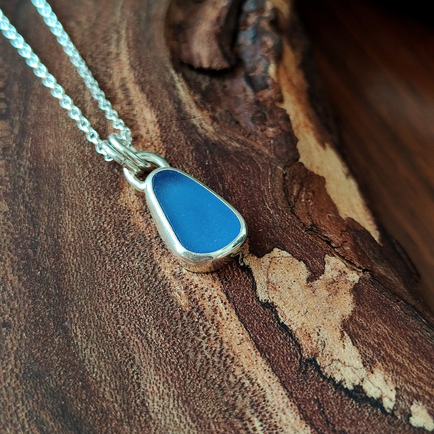 Sea Glass Necklace - Cornflower Blue