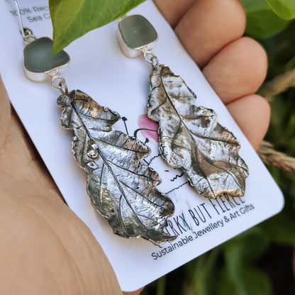 Sea Glass & Leaf Earrings