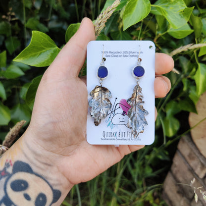 Sea Glass & Leaf Earrings