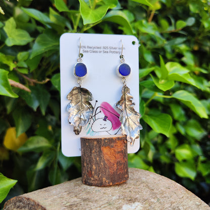Sea Glass & Leaf Earrings