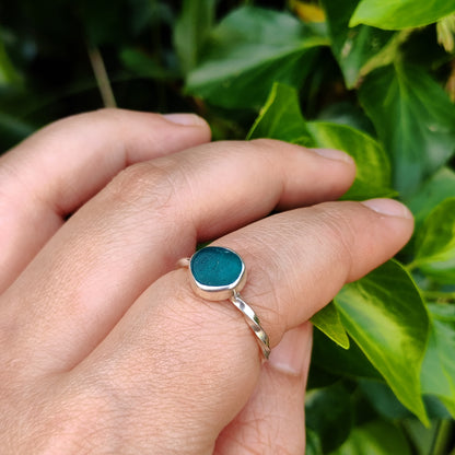 Sea Glass Ring - Spiral Band - Size T