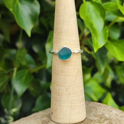 Sea Glass Ring - Spiral Band - Size T