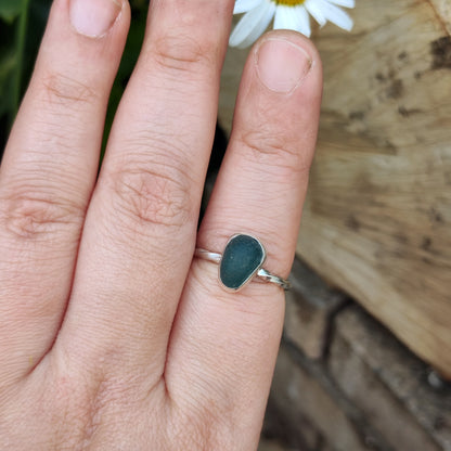 Sea Glass Ring - Spiral Band - Size S