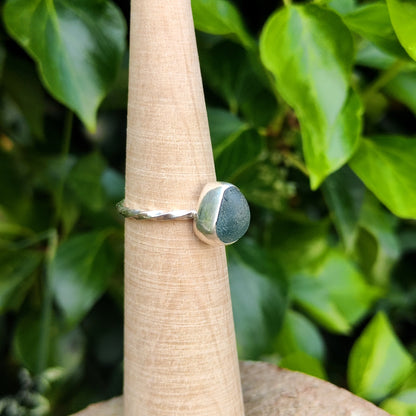 Sea Glass Ring - Spiral Band - Size S