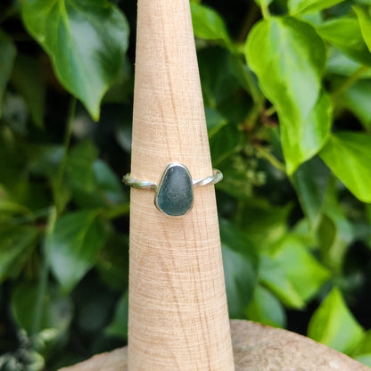 Sea Glass Ring - Spiral Band - Size S
