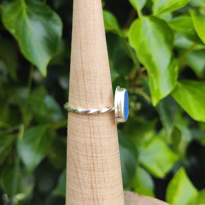 Sea Glass Ring - Spiral Band - Size Q