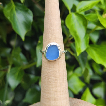 Sea Glass Ring - Spiral Band - Size Q