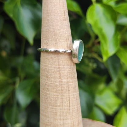 Sea Glass Ring - Spiral Band - Size P