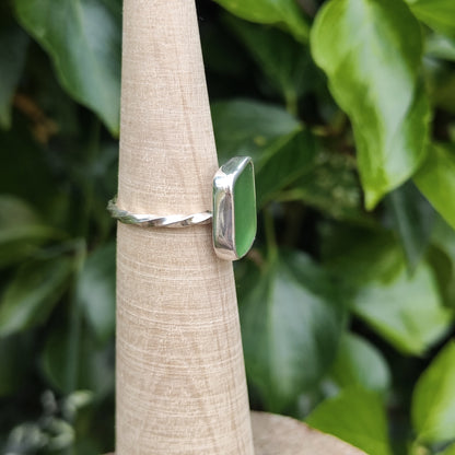 Sea Glass Ring - Spiral Band - Size N