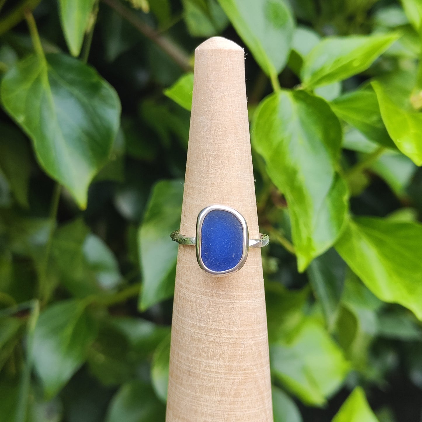 Sea Glass Ring - Spiral Band - Size M