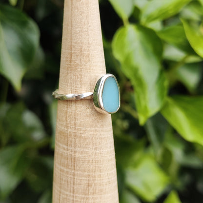 Sea Glass Ring - Spiral Band - Size L