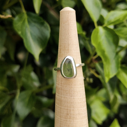 Sea Glass Ring - Spiral Band - Size L