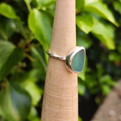 Sea Glass Ring - Spiral Band Size I