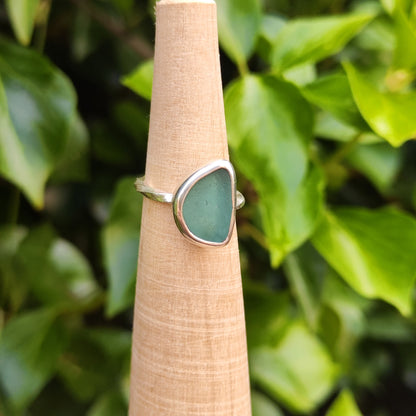 Sea Glass Ring - Spiral Band Size I