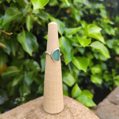 Sea Glass Ring - Spiral Band Size I