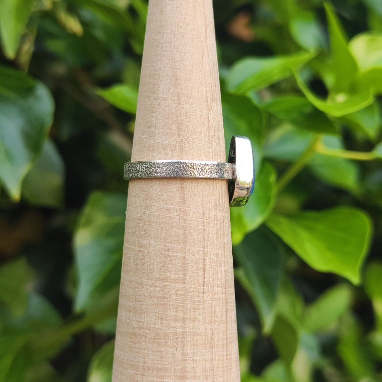 Sea Glass Ring - Textured Band - Size S