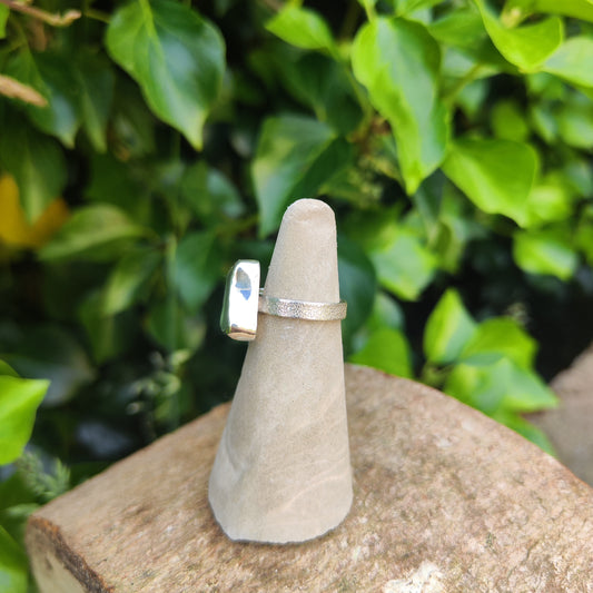 Sea Glass Ring - Textured Band - Size J