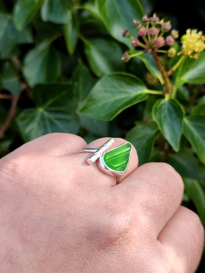 Sea Glass T-Ring Size T (Green Texture)