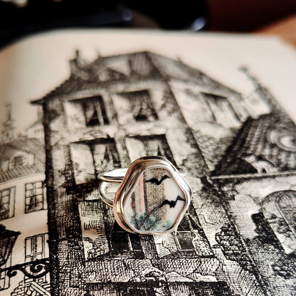Hallowe'en Broken Plate Ring - Extrovert Bats
