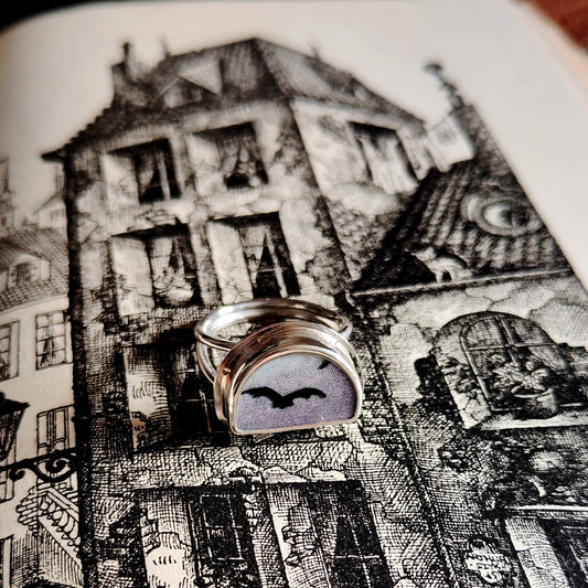 Hallowe'en Broken Plate Ring - Introvert Bat