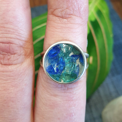 Kaleidoscope Ring - Dark Blue & Green Size R