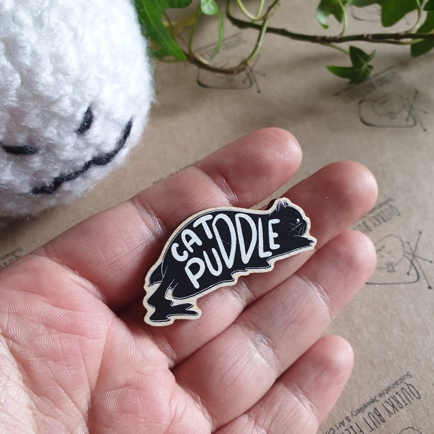 Cat Puddle Badge Pin