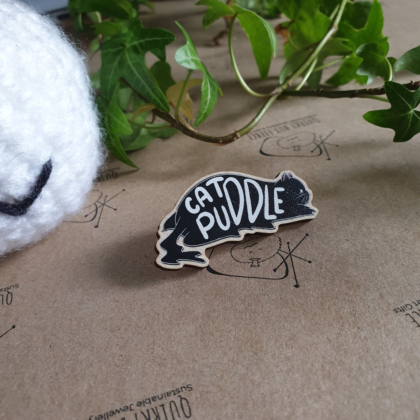 Cat Puddle Badge Pin