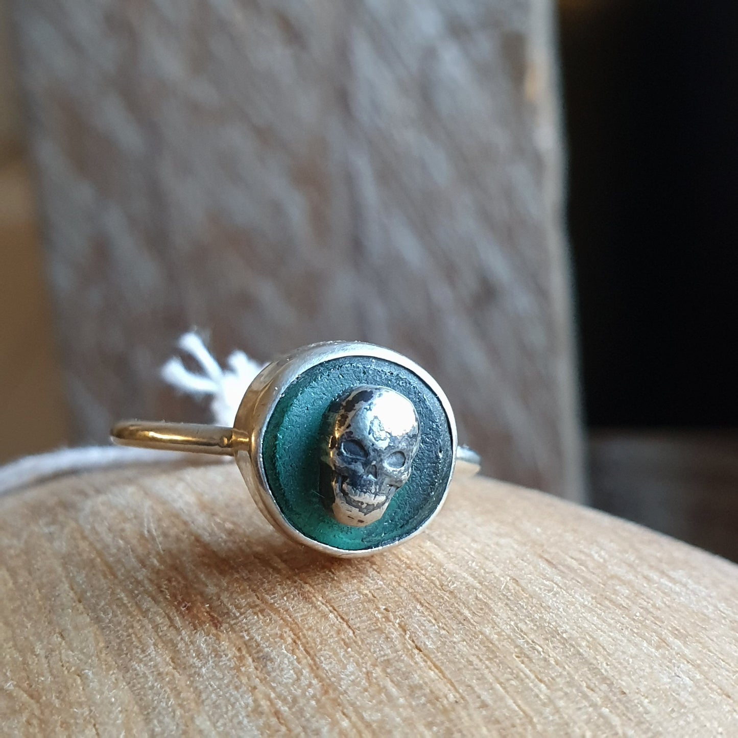 Teal Skull Cameo Ring