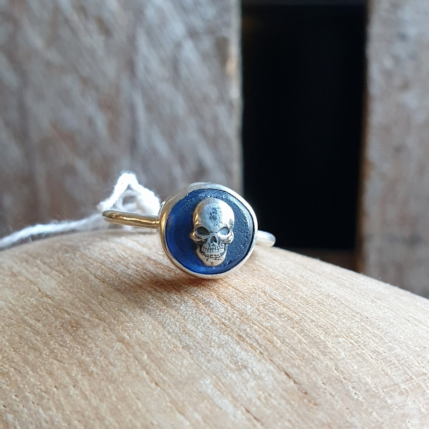 Dark Blue Skull Cameo Ring