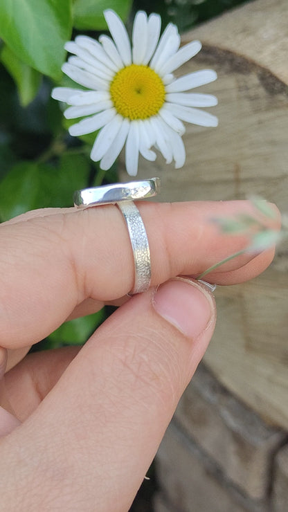 Sea Glass Ring - Textured Band - Size L